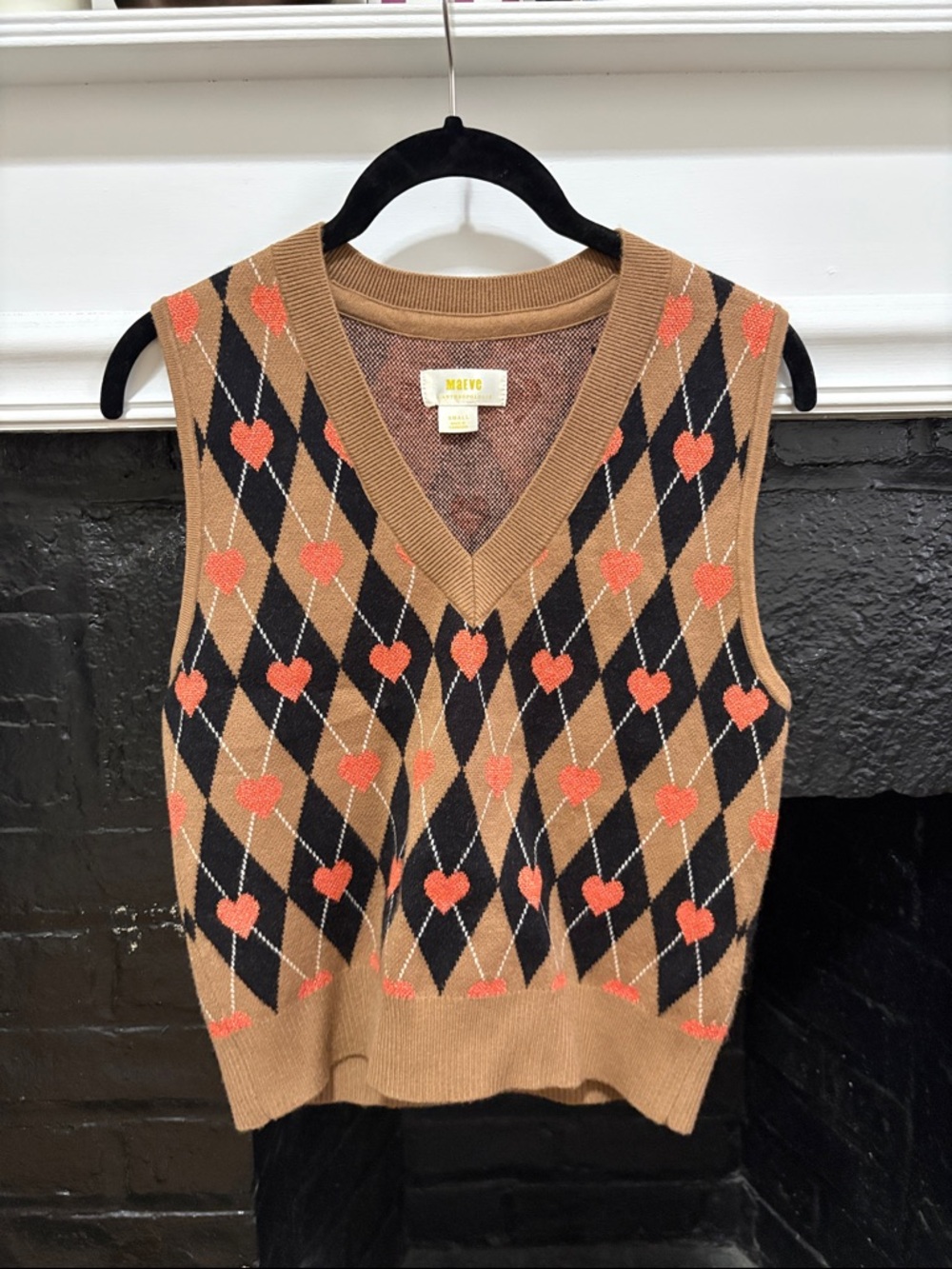 Anthropologie Maeve Argyle Heart Knit Vest